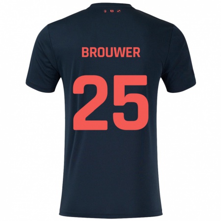 Kandiny Niño Camiseta Michael Brouwer #25 Negro Rojo 2ª Equipación 2024/25 La Camisa México