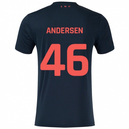 Kandiny Kinderen Silas Andersen #46 Zwart Rood Uitshirt Uittenue 2024/25 T-Shirt