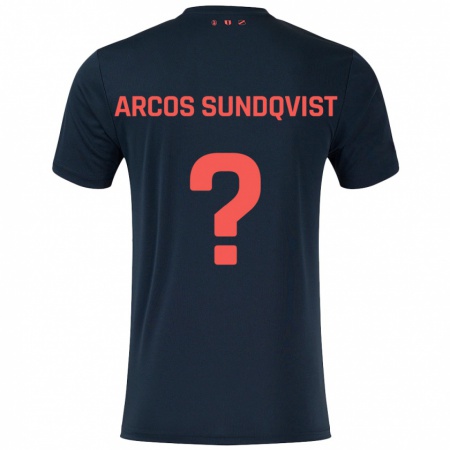 Kandiny Kinderen Gustav Arcos Sundqvist #0 Zwart Rood Uitshirt Uittenue 2024/25 T-Shirt