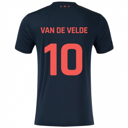 Kandiny Kinderen Senne Van De Velde #10 Zwart Rood Uitshirt Uittenue 2024/25 T-Shirt