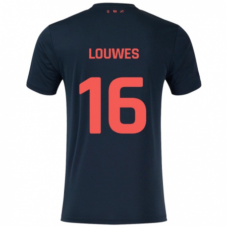 Kandiny Kinderen Puck Louwes #16 Zwart Rood Uitshirt Uittenue 2024/25 T-Shirt