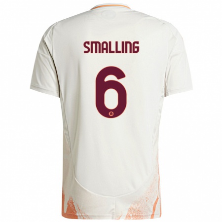 Kandiny Kinderen Chris Smalling #6 Crème Wit Oranje Uitshirt Uittenue 2024/25 T-Shirt