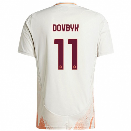 Kandiny Bambino Maglia Artem Dovbyk #11 Crema Bianco Arancione Kit Gara Away 2024/25 Maglietta