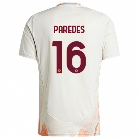 Kandiny Kinderen Leandro Paredes #16 Crème Wit Oranje Uitshirt Uittenue 2024/25 T-Shirt