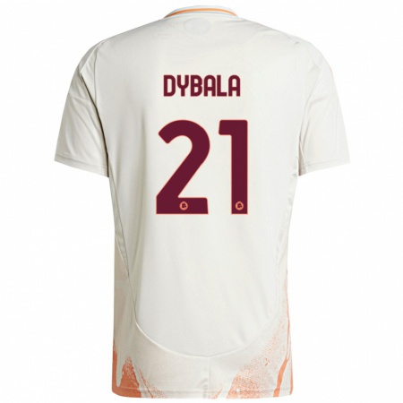 Kandiny Kinderen Paulo Dybala #21 Crème Wit Oranje Uitshirt Uittenue 2024/25 T-Shirt