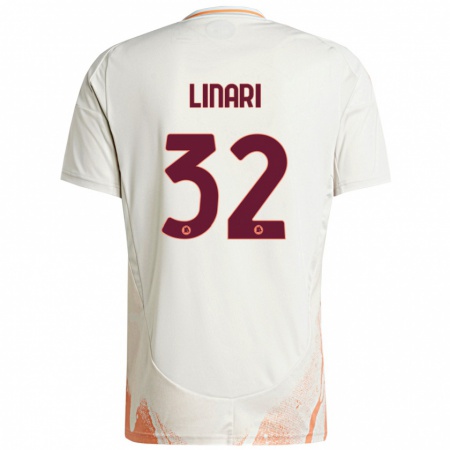 Kandiny Kinderen Elena Linari #32 Crème Wit Oranje Uitshirt Uittenue 2024/25 T-Shirt