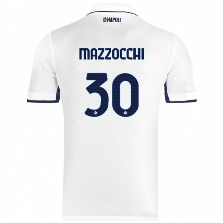 Kandiny Kinderen Pasquale Mazzocchi #30 Wit Koningsblauw Uitshirt Uittenue 2024/25 T-Shirt