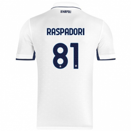 Kandiny Kinderen Giacomo Raspadori #81 Wit Koningsblauw Uitshirt Uittenue 2024/25 T-Shirt