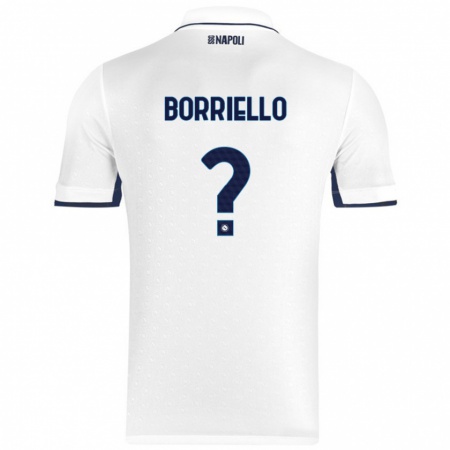 Kandiny Bambino Maglia Salvatore Borriello #0 Bianco Blu Reale Kit Gara Away 2024/25 Maglietta