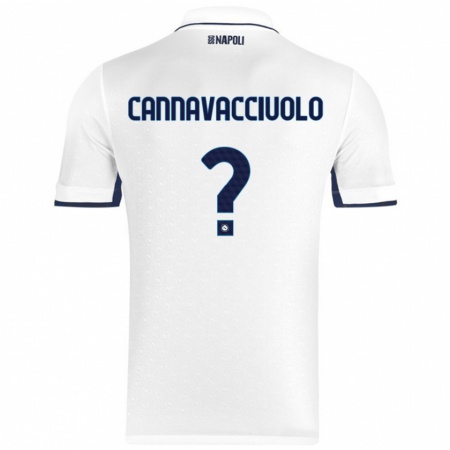 Kandiny Bambino Maglia Luigi Pio Cannavacciuolo #0 Bianco Blu Reale Kit Gara Away 2024/25 Maglietta