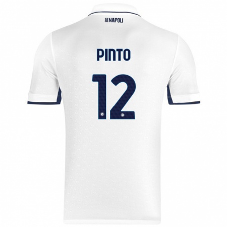 Kandiny Kinderen Ciro Pinto #12 Wit Koningsblauw Uitshirt Uittenue 2024/25 T-Shirt