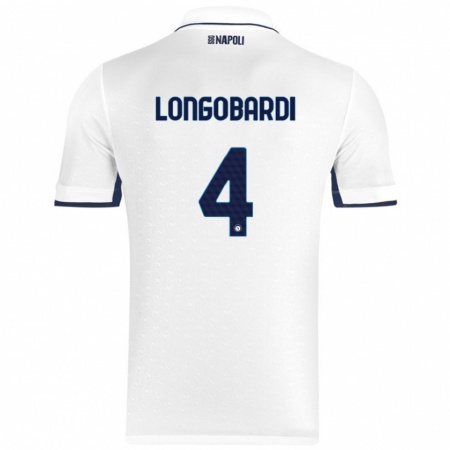 Kandiny Kinderen Salvatore Longobardi #4 Wit Koningsblauw Uitshirt Uittenue 2024/25 T-Shirt