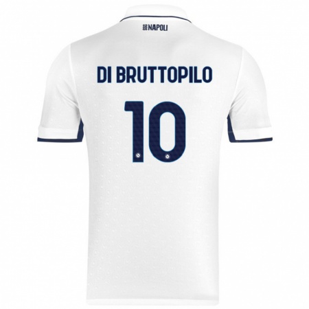 Kandiny Kinderen Giuseppe Ambrosino Di Bruttopilo #10 Wit Koningsblauw Uitshirt Uittenue 2024/25 T-Shirt