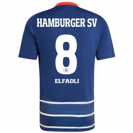 Kandiny Kinderen Daniel Elfadli #8 Donkerblauw Uitshirt Uittenue 2024/25 T-Shirt