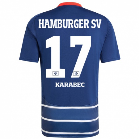 Kandiny Kinderen Adam Karabec #17 Donkerblauw Uitshirt Uittenue 2024/25 T-Shirt