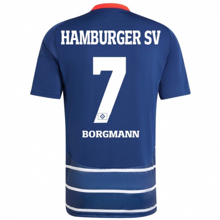 Kandiny Kinderen Marcus Borgmann #7 Donkerblauw Uitshirt Uittenue 2024/25 T-Shirt