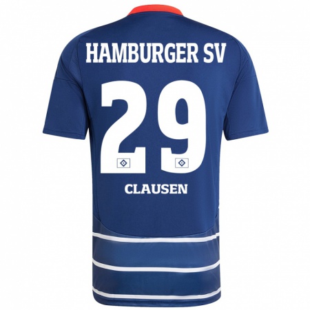 Kandiny Kinderen Lina Clausen #29 Donkerblauw Uitshirt Uittenue 2024/25 T-Shirt