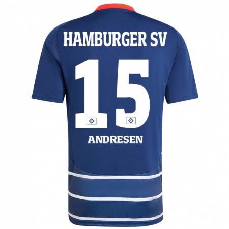 Kandiny Kinderen Bent Andresen #15 Donkerblauw Uitshirt Uittenue 2024/25 T-Shirt