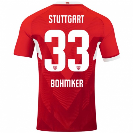 Kandiny Bambino Maglia Finn Böhmker #33 Rosso Bianco Kit Gara Away 2024/25 Maglietta