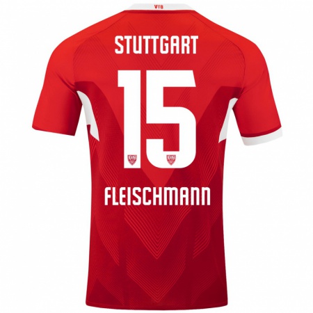 Kandiny Bambino Maglia Svea Fleischmann #15 Rosso Bianco Kit Gara Away 2024/25 Maglietta