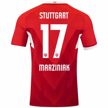 Kandiny Bambino Maglia Chiara Marziniak #17 Rosso Bianco Kit Gara Away 2024/25 Maglietta