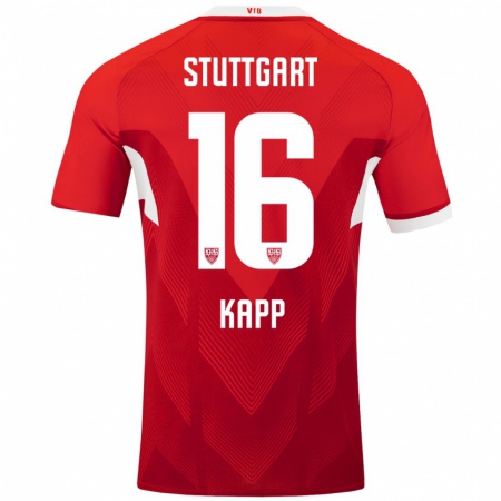 Kandiny Kinderen Patrick Kapp #16 Rood Wit Uitshirt Uittenue 2024/25 T-Shirt