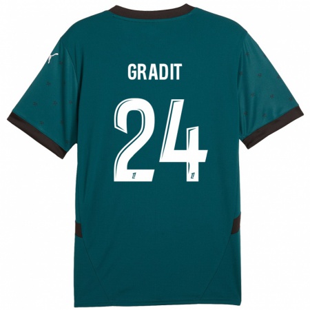 Kandiny Kinderen Jonathan Gradit #24 Donkergroen Uitshirt Uittenue 2024/25 T-Shirt