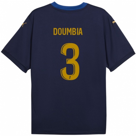 Kandiny Kinderen Kamory Doumbia #3 Marineblauw Goud Uitshirt Uittenue 2024/25 T-Shirt