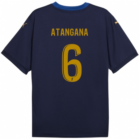 Kandiny Kinderen Valentin Atangana #6 Marineblauw Goud Uitshirt Uittenue 2024/25 T-Shirt