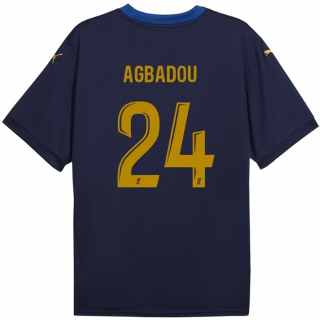 Kandiny Kinderen Emmanuel Agbadou #24 Marineblauw Goud Uitshirt Uittenue 2024/25 T-Shirt