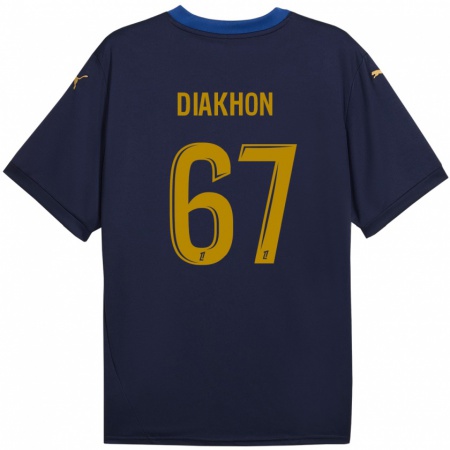 Kandiny Kinder Mamadou Diakhon #67 Marineblau Gold Auswärtstrikot Trikot 2024/25 T-Shirt Österreich