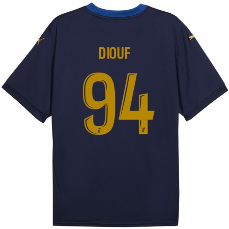 Kandiny Kinderen Yehvann Diouf #94 Marineblauw Goud Uitshirt Uittenue 2024/25 T-Shirt