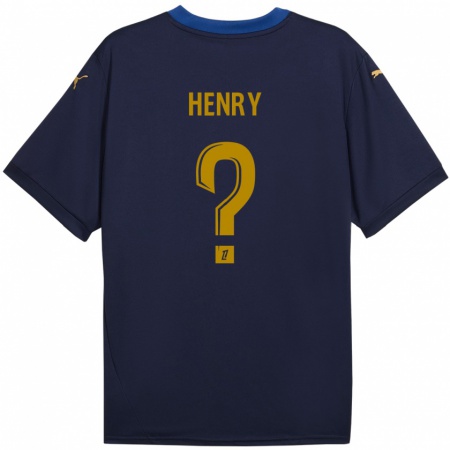 Kandiny Bambino Maglia Kobi Henry #0 Blu Navy Kit Gara Away 2024/25 Maglietta