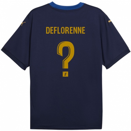 Kandiny Kinderen Théo Deflorenne #0 Marineblauw Goud Uitshirt Uittenue 2024/25 T-Shirt