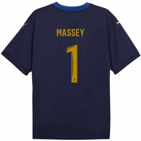 Kandiny Kinderen Kayza Massey #1 Marineblauw Goud Uitshirt Uittenue 2024/25 T-Shirt