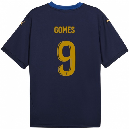 Kandiny Kinderen Mélissa Gomes #9 Marineblauw Goud Uitshirt Uittenue 2024/25 T-Shirt