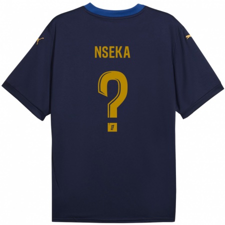 Kandiny Kinderen Nelson Nseka #0 Marineblauw Goud Uitshirt Uittenue 2024/25 T-Shirt