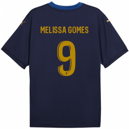 Kandiny Kinderen Melissa Ferreira Gomes #9 Marineblauw Goud Uitshirt Uittenue 2024/25 T-Shirt