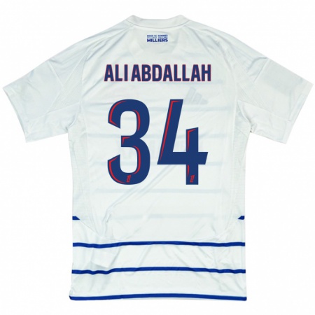 Kandiny Kinderen Aboubacar Ali Abdallah #34 Wit Blauw Uitshirt Uittenue 2024/25 T-Shirt