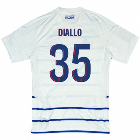 Kandiny Bambino Maglia Tidiane Diallo #35 Bianco Blu Kit Gara Away 2024/25 Maglietta