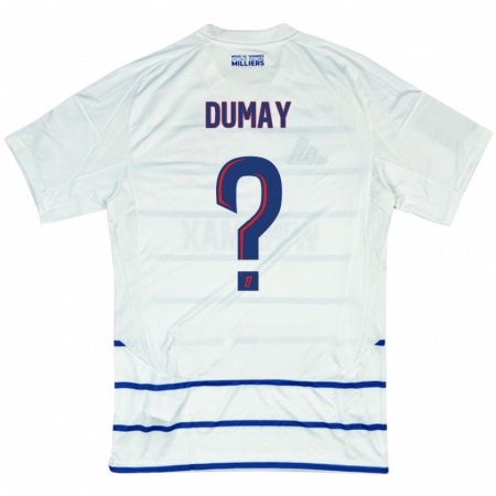 Kandiny Bambino Maglia Yoann Dumay #0 Bianco Blu Kit Gara Away 2024/25 Maglietta