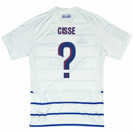 Kandiny Bambino Maglia Louis Cisse #0 Bianco Blu Kit Gara Away 2024/25 Maglietta