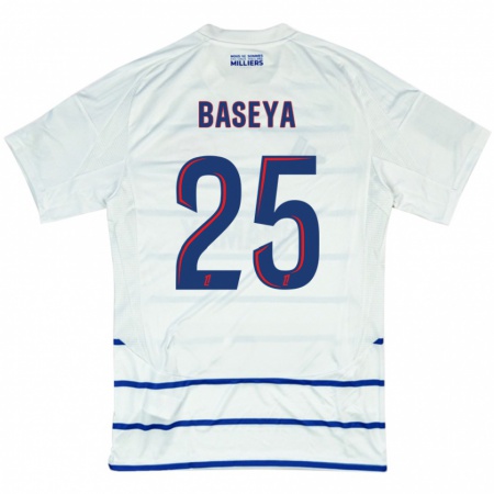 Kandiny Bambino Maglia Steven Baseya #25 Bianco Blu Kit Gara Away 2024/25 Maglietta