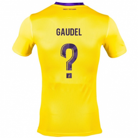 Kandiny Kinderen Raphaël Gaudel #0 Geel Paars Uitshirt Uittenue 2024/25 T-Shirt