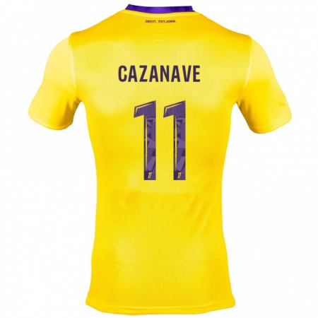 Kandiny Kinderen Julie Cazanave #11 Geel Paars Uitshirt Uittenue 2024/25 T-Shirt