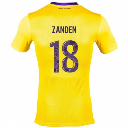 Kandiny Kinderen Oliver Zandén #18 Geel Paars Uitshirt Uittenue 2024/25 T-Shirt