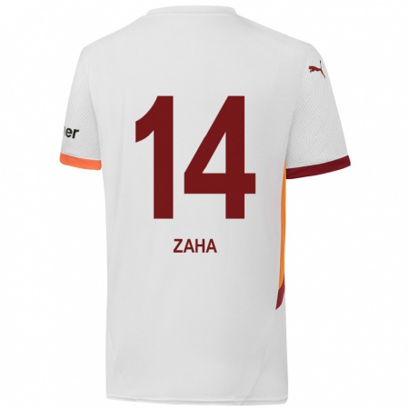 Kandiny Kinderen Wilfried Zaha #14 Wit Geel Rood Uitshirt Uittenue 2024/25 T-Shirt