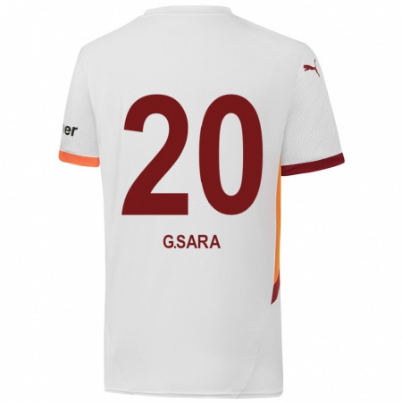 Kandiny Kinderen Gabriel Sara #20 Wit Geel Rood Uitshirt Uittenue 2024/25 T-Shirt