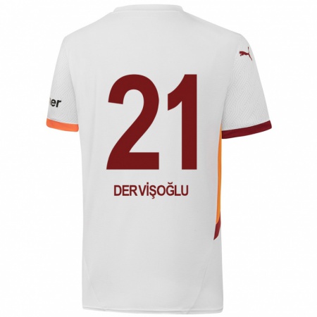 Kandiny Kinderen Halil Dervişoğlu #21 Wit Geel Rood Uitshirt Uittenue 2024/25 T-Shirt