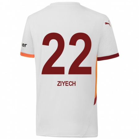 Kandiny Kinderen Hakim Ziyech #22 Wit Geel Rood Uitshirt Uittenue 2024/25 T-Shirt